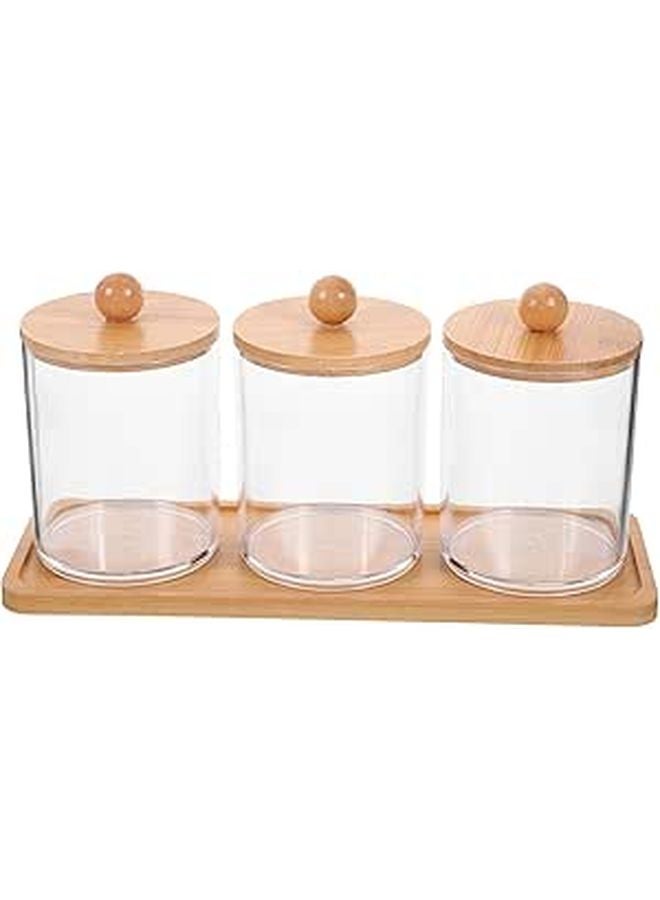Cotton Swab Dispenser Jar Organizer For Bathroom Multifunctional With Lid White - Image 1