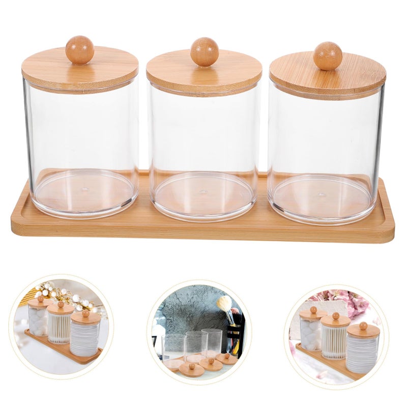 Cotton Swab Dispenser Jar Organizer For Bathroom Multifunctional With Lid White - Image 5