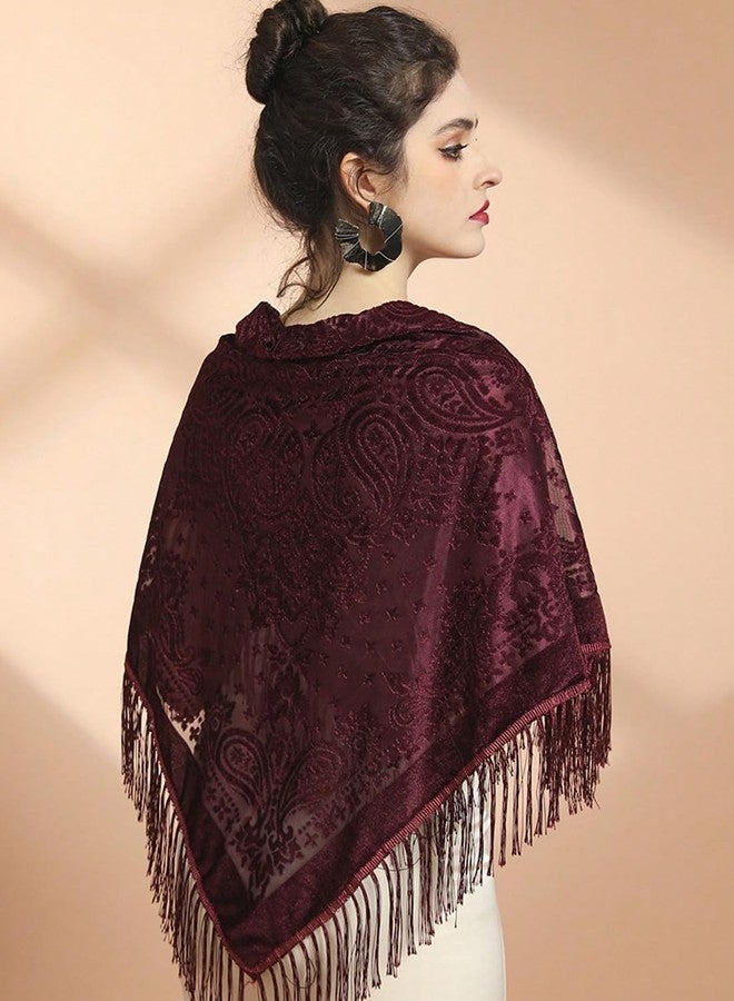 كي-اليوون أوشحة وشالات ولفائف مخملية من كي-إليون للنساء، مناسبة لفساتين السهرة ووصيفات العروس وحفلات الزفاف، دافئة، مقاس 43 بوصة، كبيرة الحجم، H22-02 - Image 4