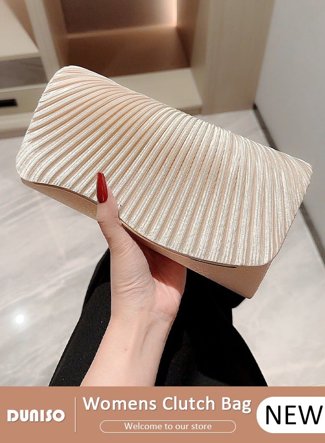 DUNISO Womens Clutch Bag, Sparkly Evening Clutch Purse, Champagne Shoulder Bag with Removable Chain, Crossbody Envelope Bag for Formal Dress Bride Wedding Prom Party - Image 1