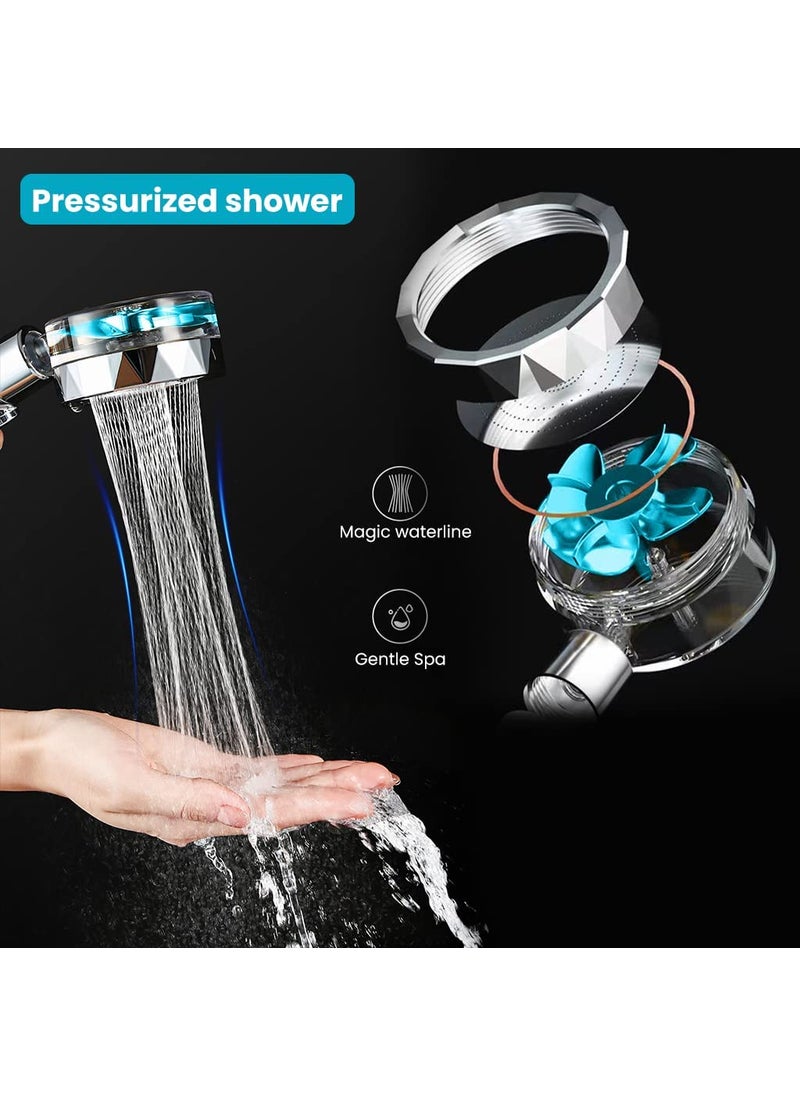 Tusig Tusig Handheld Shower Head High PowerPressure Turbo Fan Shower Head with Filter and Pause Switch Easy Install Turbocharged Shower Head 360 Degrees Rotating MULTICOLOR  - Image 3