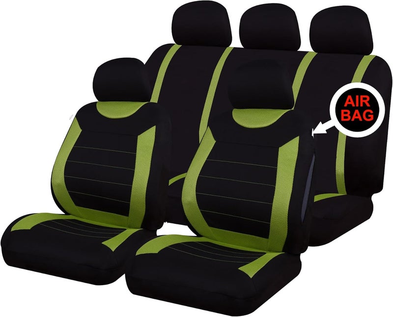 Sakura Carnaby Green Car Seat and Headrest Covers - Full Set, Universal Fit, Airbag Compatible - Image 1