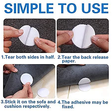 HETVIN HETVIN Multipurpose Self Adhesive Double Sided Non Slip Anti Curling Interlocking Hook Tape Stickers for Carpets Mats Rugs Bed Sheets Pillows Sofa Mattress Couch Blankets Round 2 inch Set of 10  - Image 4