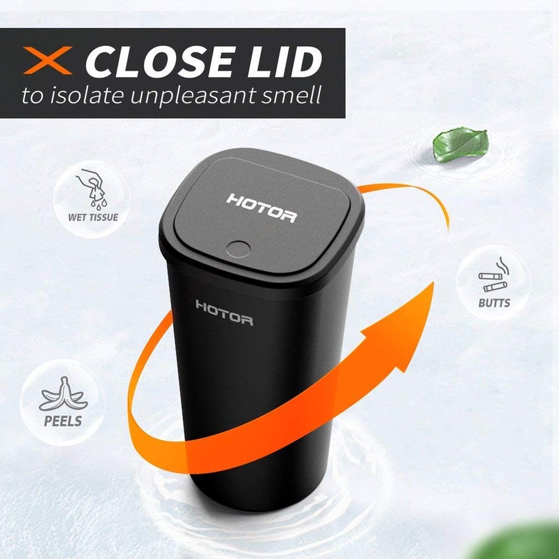 HOTOR Car Trash Can, Car Trash Cup with 30 Additional Trash Bags for Exclusive Using, Multipurpose Trash Can for Car, Office & Home to Meet Various Needs - 2 Packs, Black - Image 4