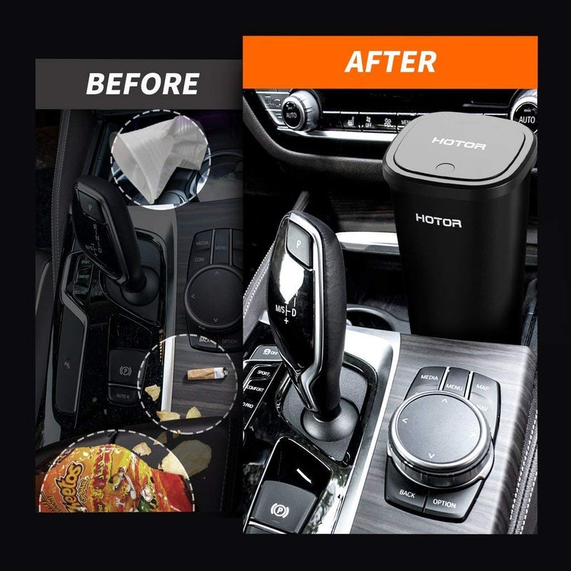 HOTOR Car Trash Can, Car Trash Cup with 30 Additional Trash Bags for Exclusive Using, Multipurpose Trash Can for Car, Office & Home to Meet Various Needs - 2 Packs, Black - Image 5