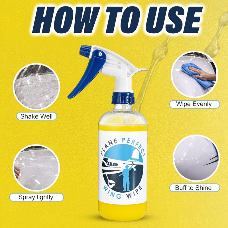 Plane Perfect Wing Wipe Quick Detail Spray Sealant - 16 Oz, Ultimate UV Protection Hydrophobic Plane & Car Wax Spray, Aviation Grade Quick Detailer Spray for Airplane, Car, RV, Motorcycle & Boat - Image 4