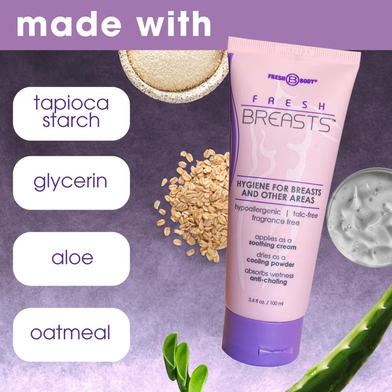 Fresh Body FB Fresh BREASTS Anti Chafing Deodorant Lotion to Powder, 3.4oz - Anti Chafe Cream Whole Body Deodorant for Women, Inner Thighs & Areas that Sweat, No Talc, Aluminum and Fragrance - Image 5