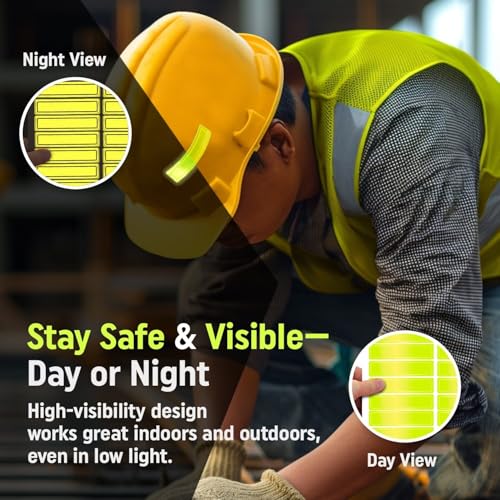 MyHardHatStickers SmartSign Yellow Retro Reflective Hard Hat Stickers - 1" x 4", Pack of 16, Durable Helmet Stickers for Construction & Safety, High Visibility Helmet Strips, Fire Helmet Decals, Strong Adhesive - Image 3