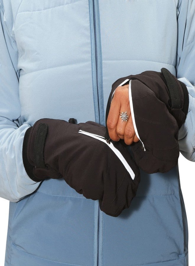 TrailHeads Women’s Convertible Zip Mitts | Winter Running Mittens | Thermal Mittens for Cold Weather | Women’s Mittens for Outdoor Sports - Black (Small/Medium) - Image 4