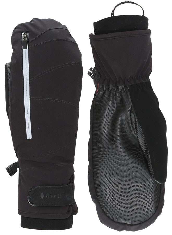 TrailHeads Women’s Convertible Zip Mitts | Winter Running Mittens | Thermal Mittens for Cold Weather | Women’s Mittens for Outdoor Sports - Black (Small/Medium) - Image 1
