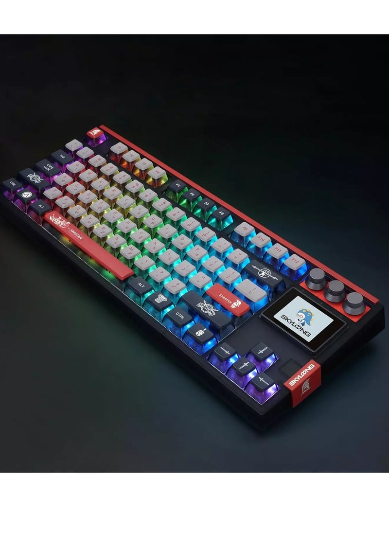 SKYLOONG - GK87 PRO RGB Gaming Mechanical Keyboard - Three Mode Wireless,Bluetooth & Wired - Gateron Red Switch - Hot Swappable (Spartan) - Image 1