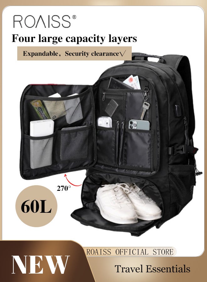 roaiss Men Outdoor Sports Mountaineering Bag External Charging Port Independent Shoe Compartment Large Capacity Scientific Compartmentalized Backpack Short Distance Luggage Bag - Image 1