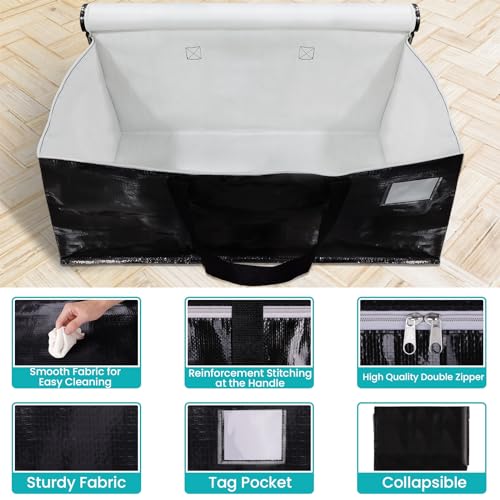 EpicTotes Extra Large Moving Boxes-Moving Bags with Zipper, Carrying Handles and Tag Pocket-Moving Supplies for Space Saving-Totes for Storage - for moving, Storage, Camping and Travel 93L-4 Pack - Image 3