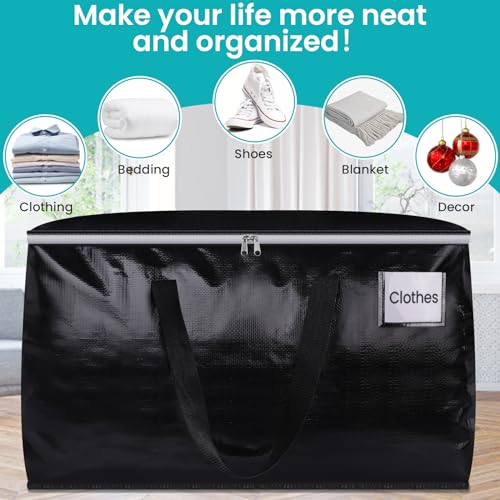 EpicTotes Extra Large Moving Boxes-Moving Bags with Zipper, Carrying Handles and Tag Pocket-Moving Supplies for Space Saving-Totes for Storage - for moving, Storage, Camping and Travel 93L-4 Pack - Image 5