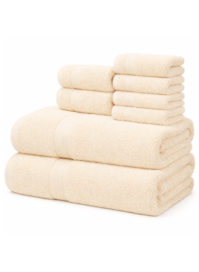 Bliss Casa - 8 Pieces Towel Set - 2 Bath Towels, 2 Hand Towels, and 4 Washcloths, 600 GSM Ring Spun Cotton Highly Absorbent Towels for Bathroom, Shower Towel - Image 3