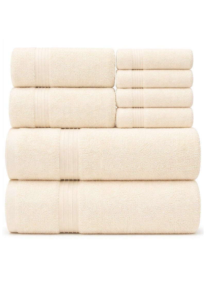 Bliss Casa - 8 Pieces Towel Set - 2 Bath Towels, 2 Hand Towels, and 4 Washcloths, 600 GSM Ring Spun Cotton Highly Absorbent Towels for Bathroom, Shower Towel - Image 1