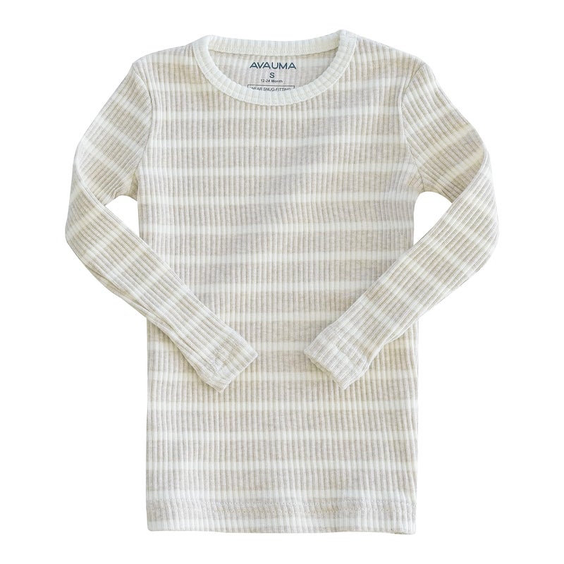 AVAUMA Baby Boys Girls Pajama Set Kids Cute Toddler Snug fit Pjs Cotton Sleepwear (Stripe_Beige 3T) - Image 3