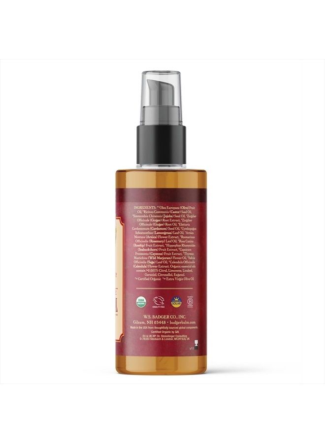 Badger زيت تدليك الأنسجة العميقة، زنجبيل مع أرنيكا وكايين، زيت تدليك عضوي معتمد، دافئ ومهدئ، زيت تدليك للعضلات المؤلمة، زيوت أساسية، 4 أونصات - Image 2