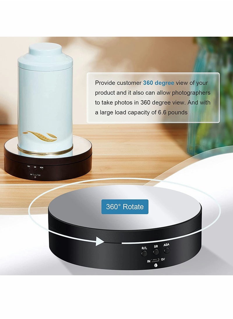 KASTWAVE - Rotating Display Stand 360 Degree Motorized Rotating Turntable Display Stand with USB Power Cable for Photography Products and Shows Jewelry Panoramic Display Max Load 6.6Lb Video Show (PVC Mirror) - Image 1