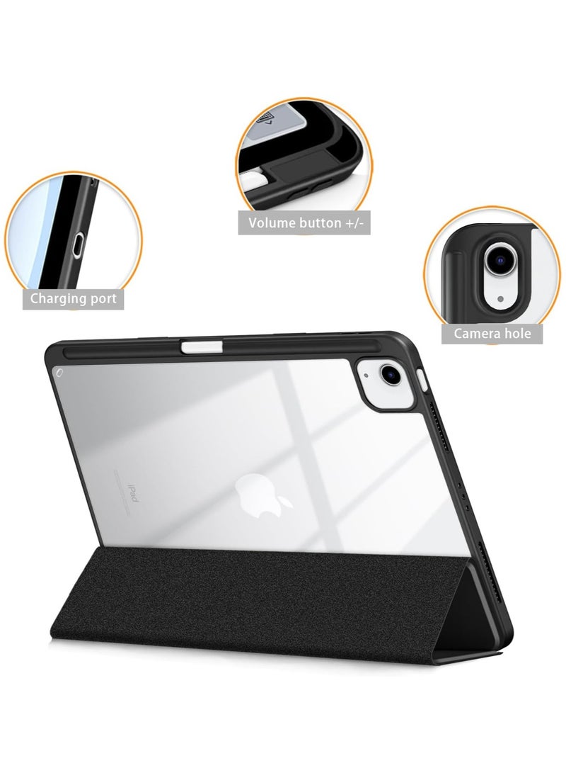 iPad Air 4 , 10.9 inch Smart Cover with Stand (2022/2020) with Pencil Holder, Lockable Smart Cover/Auto Screen On/Touch ID, Transparent Cover with Auto On/Sleep, Black - Image 5