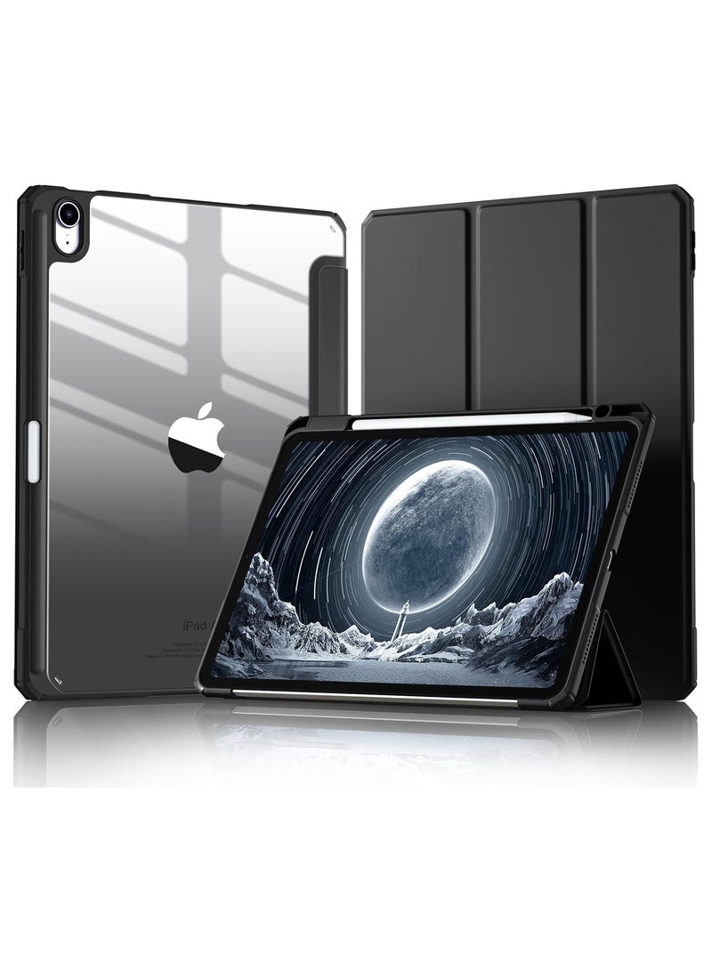 iPad Air 4 , 10.9 inch Smart Cover with Stand (2022/2020) with Pencil Holder, Lockable Smart Cover/Auto Screen On/Touch ID, Transparent Cover with Auto On/Sleep, Black - Image 3