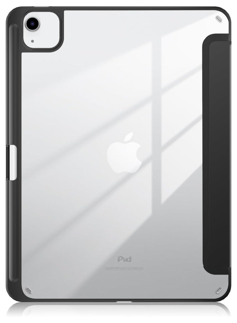 iPad Air 4 , 10.9 inch Smart Cover with Stand (2022/2020) with Pencil Holder, Lockable Smart Cover/Auto Screen On/Touch ID, Transparent Cover with Auto On/Sleep, Black - Image 4