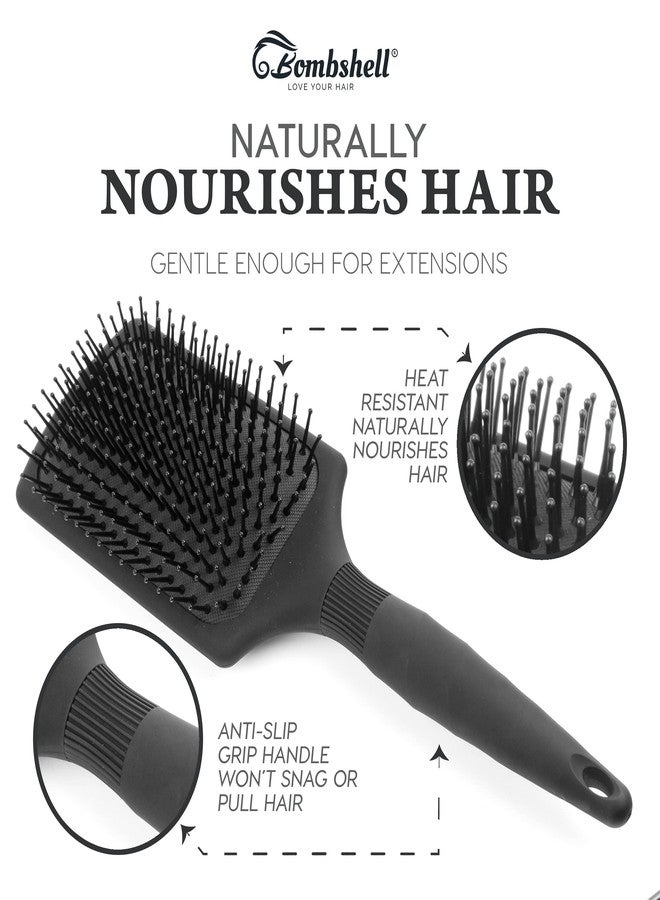 Bombshell Paddle Brush with 5.6" handle, Static Free Cushioned Paddle Hair Brush with Nylon Bristles, for Blow Drying, Styling and Straightening comes with fabric pouch - Image 3