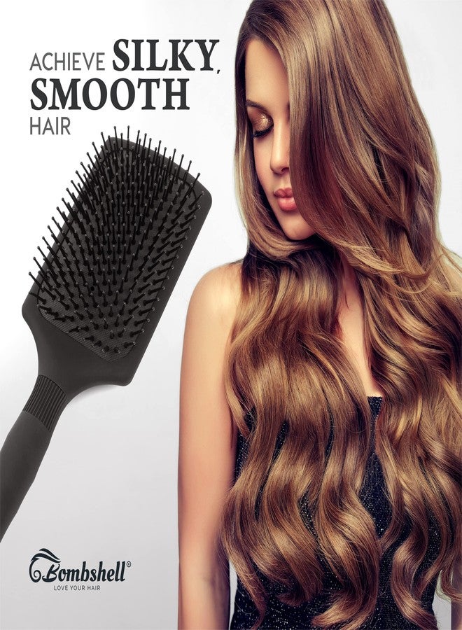 Bombshell Paddle Brush with 5.6" handle, Static Free Cushioned Paddle Hair Brush with Nylon Bristles, for Blow Drying, Styling and Straightening comes with fabric pouch - Image 5