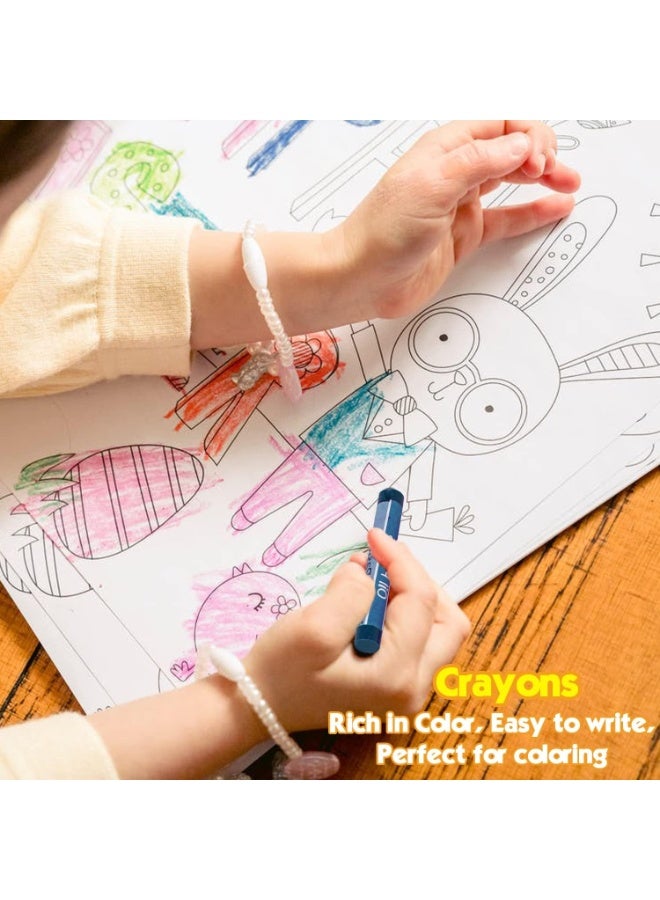 سوبر ميجا 208 قطعة من اللوازم الفنية، مجموعة فن الرسم للاطفال البنات والاولاد والمراهقين، حقيبة مجموعة فنية مع حامل ثلاثي الطيات، تتضمن الوان باستيل زيتي، اقلام ملونة، كتاب تلوين، مقص - وردي - Image 5