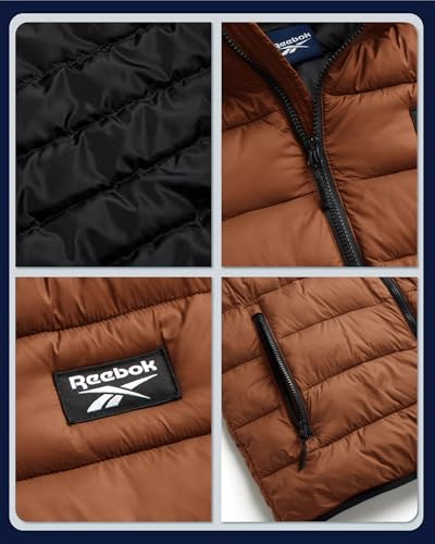 Reebok Mens Puffer Jacket - Lightweight Quilted Glacier Shield Plus Size Puffer Jackets for Men - Insulated Mens Winter Coats, Size 5X-Large, Timber - Image 4