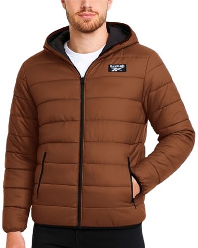 Reebok Mens Puffer Jacket - Lightweight Quilted Glacier Shield Plus Size Puffer Jackets for Men - Insulated Mens Winter Coats, Size 5X-Large, Timber - Image 1