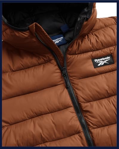 Reebok Mens Puffer Jacket - Lightweight Quilted Glacier Shield Plus Size Puffer Jackets for Men - Insulated Mens Winter Coats, Size 5X-Large, Timber - Image 2