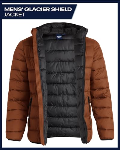 Reebok Mens Puffer Jacket - Lightweight Quilted Glacier Shield Plus Size Puffer Jackets for Men - Insulated Mens Winter Coats, Size 5X-Large, Timber - Image 3