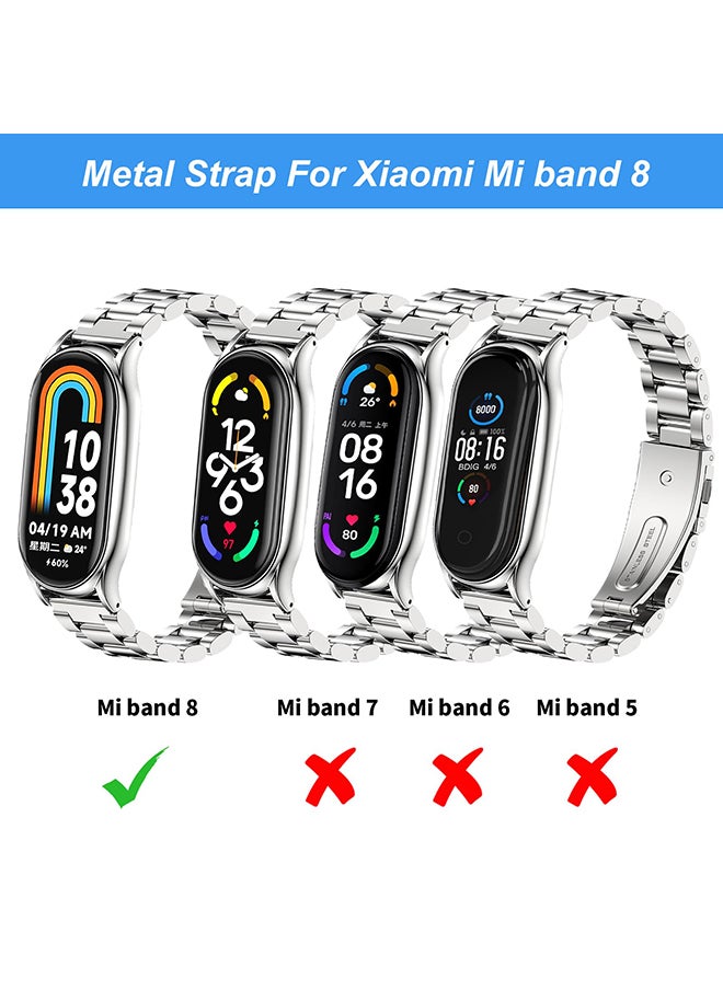 O Ozone حزام ساعة معدني متوافق مع Xiaomi Mi Band 8، سوار بديل للساعة الذكية من الفولاذ المقاوم للصدأ قابل للتعديل للرجال والنساء - وردي وردي  - Image 2
