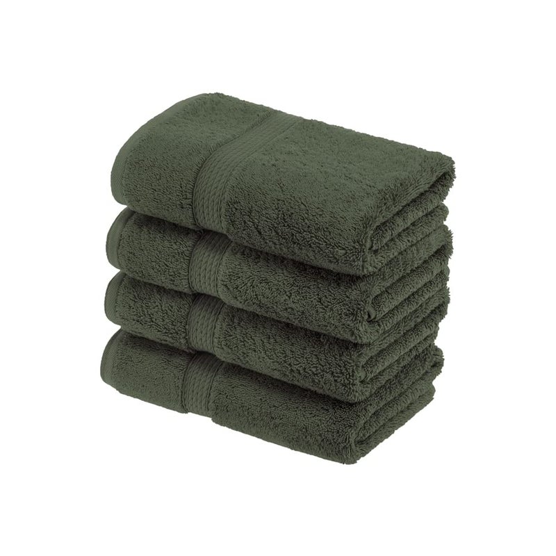 Superior Superior Egyptian Cotton Pile Hand Towel Set of 4  Ultra Soft Luxury Towels  Thick Plush Essentials  Absorbent Heavyweight  Guest Bath  Hotel  Spa  Home Bathroom  Shower Basics  Forest Green  - Image 1