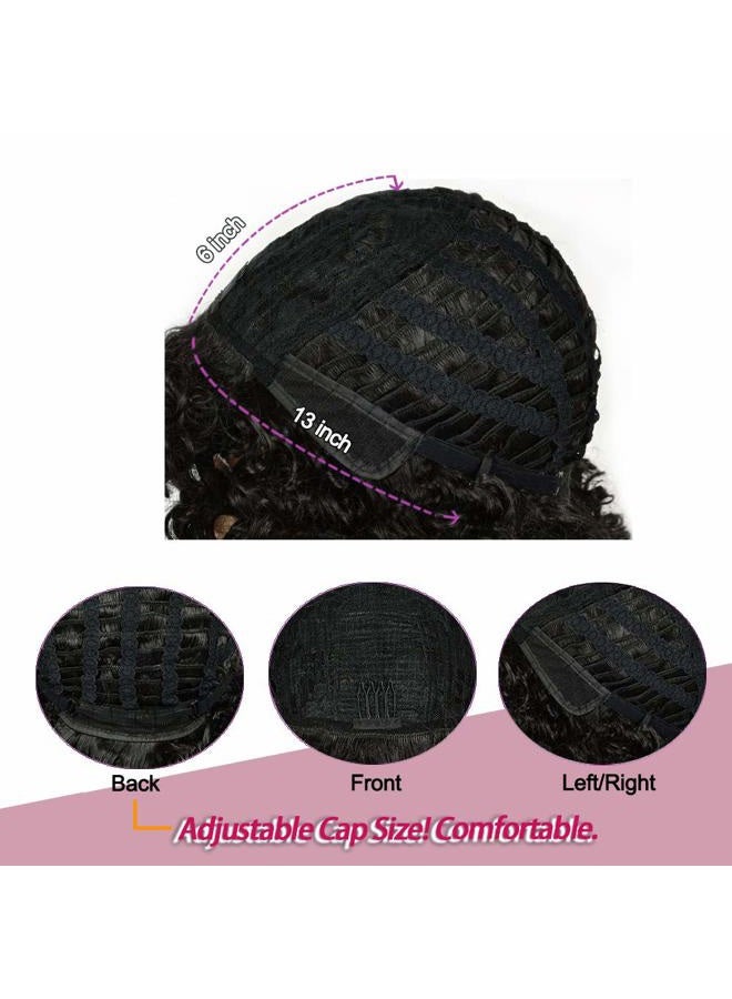rosmile Curly Wigs for Black Women - Natural Black Synthetic African American Full Kinky Curly Afro Hair Wig with Bangs - Image 5