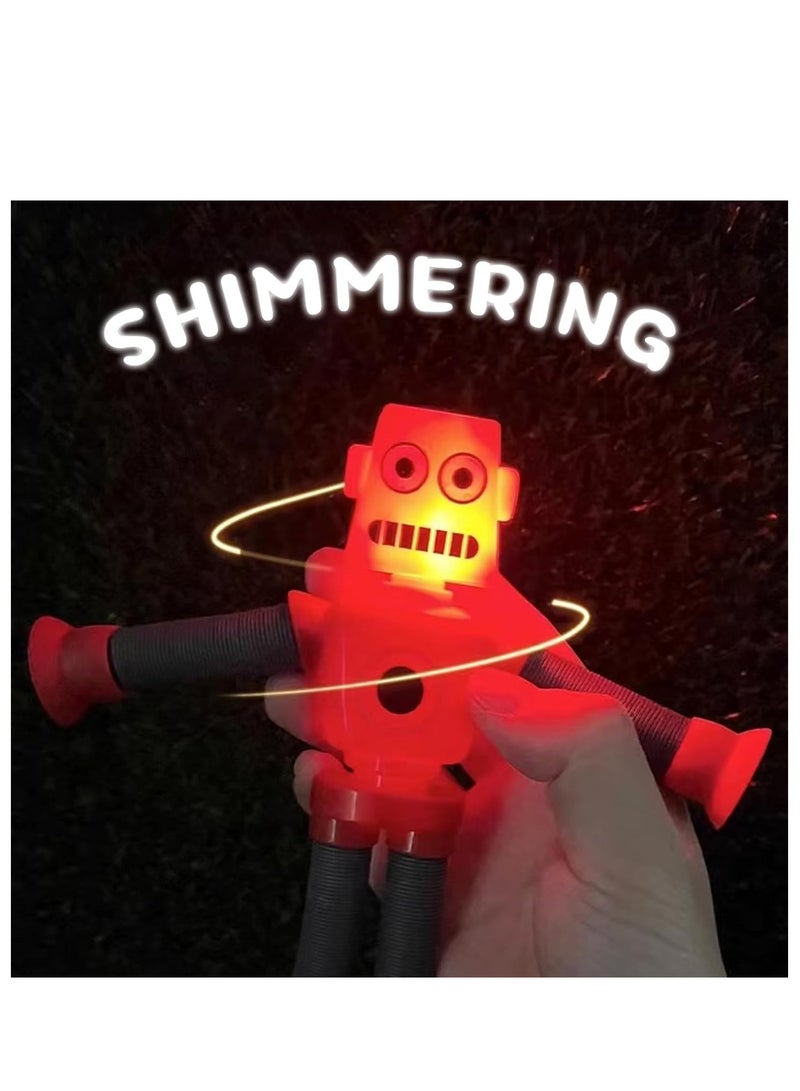 TFiOXL 4 Pcs Pop Tubes LED Robot Light Up Fidget Tubes Sensory Toys Robot Telescopic Suction Cup Stress Relief Toys Stuffers Party Favors Travel Toys for Kid - Image 3