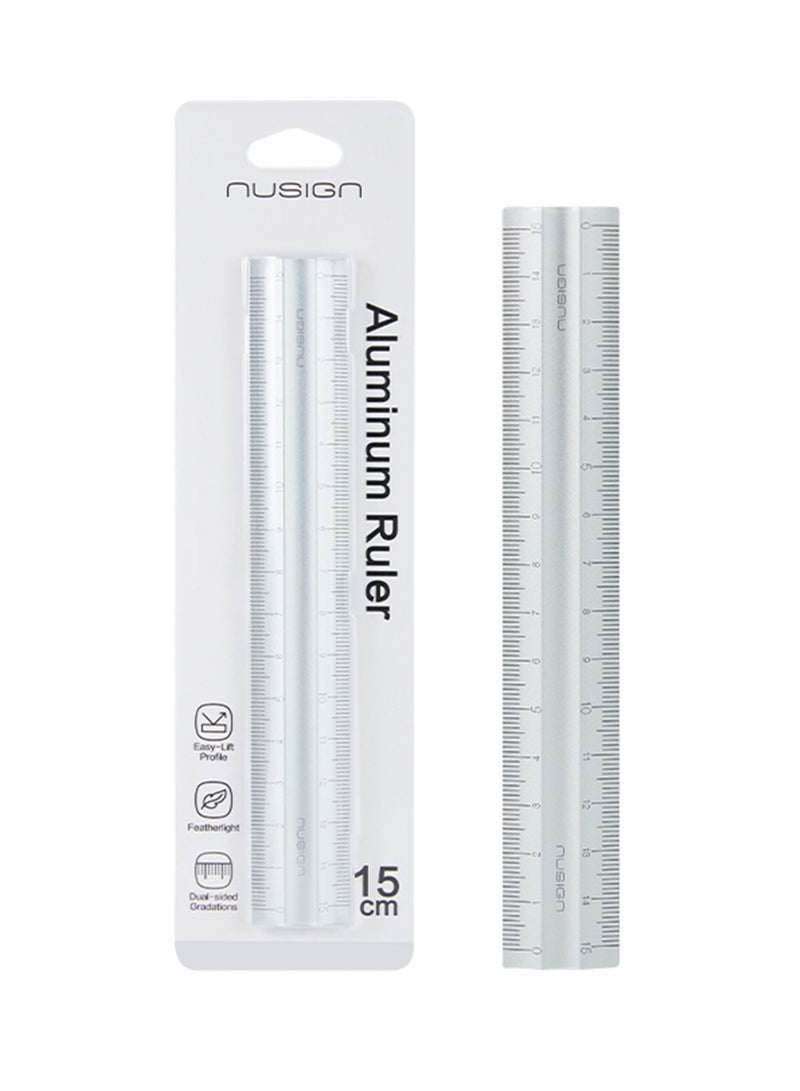NUSIGN 1-Piece Aluminium Ruler With Dual Markings 15cm White - Image 1