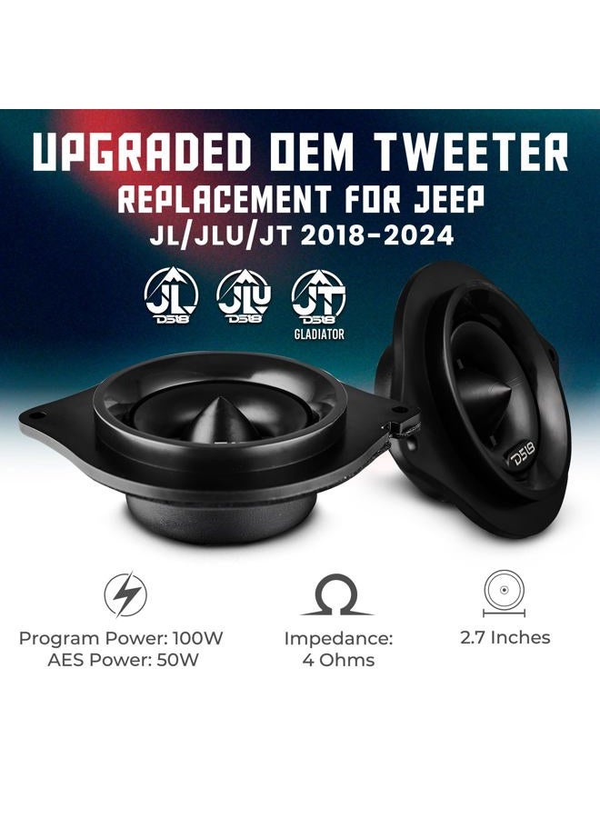 DS18 JL-TW 2.7" OEM Bullet Tweeter Replacement Upgraded Compatible with Jeep JL/JLU/JT 2018-2024 - 100 Watts RMS 4-Ohm 1" VC, OEM Plug N Play, Easy Installation, Pair - Image 2