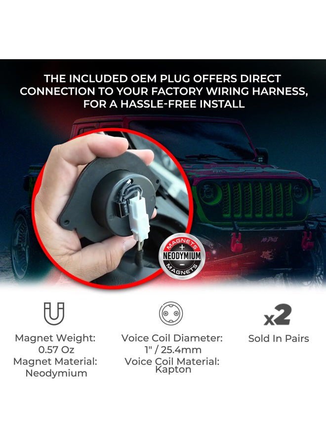 DS18 JL-TW 2.7" OEM Bullet Tweeter Replacement Upgraded Compatible with Jeep JL/JLU/JT 2018-2024 - 100 Watts RMS 4-Ohm 1" VC, OEM Plug N Play, Easy Installation, Pair - Image 3