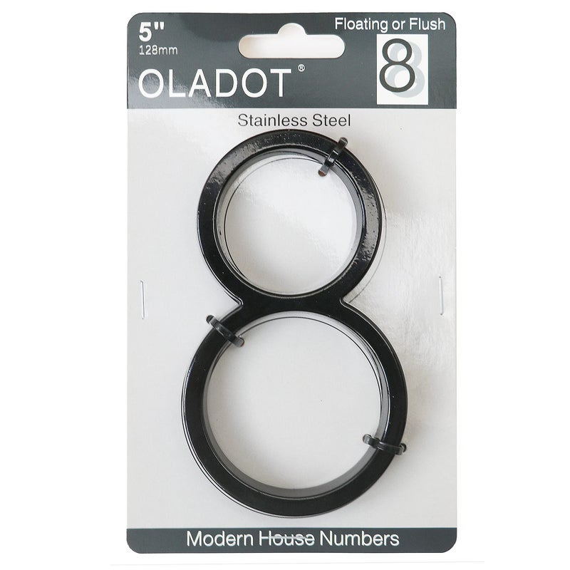 OLADOT 5" Stainless Steel Floating House Number, Metal Modern House Numbers, Mailbox Decor Number with Nail Kit, Coated Black, 911 Visibility Signage (8) - Image 2
