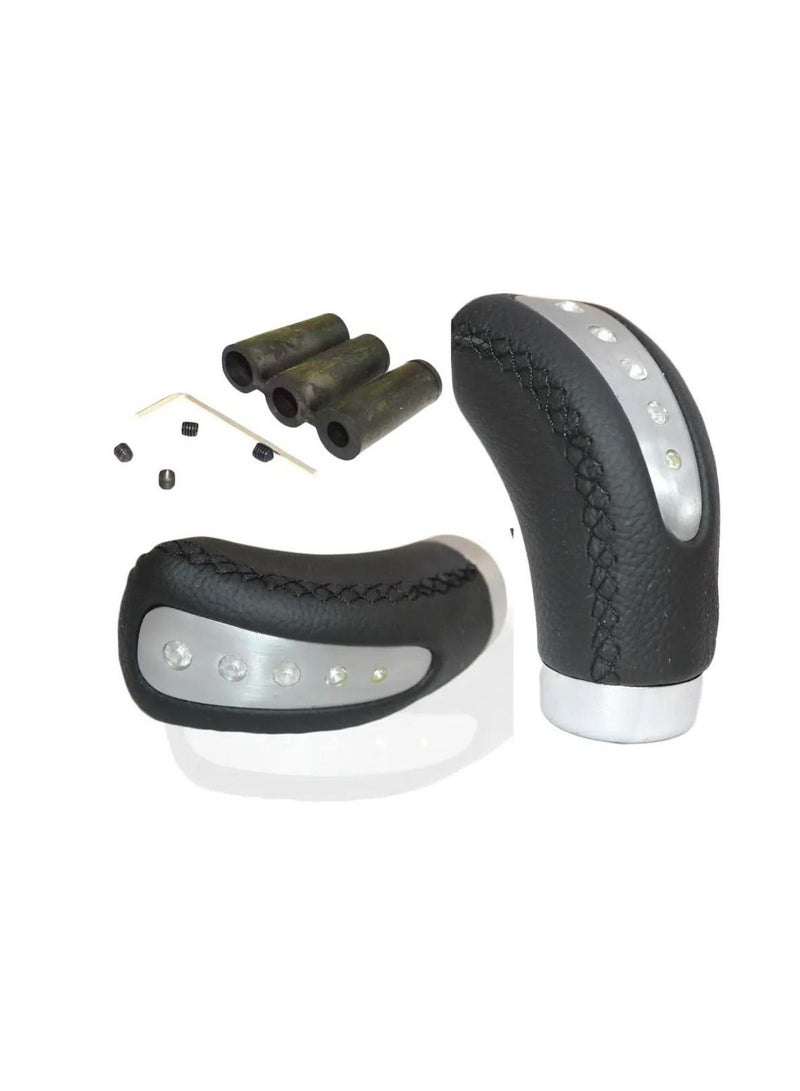 رويال مقبض ناقل الحركة في السيارة، مقبض رأس جلدي (أسود) (DYT-00236) - Image 1