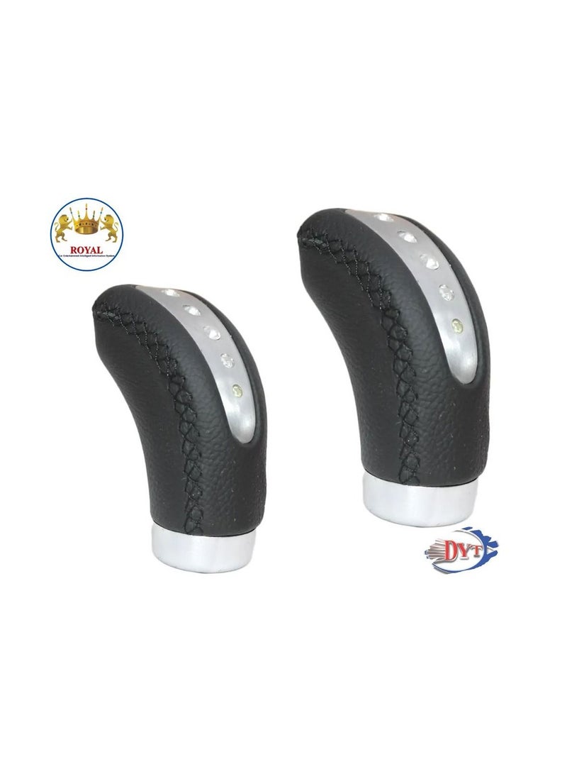 رويال مقبض ناقل الحركة في السيارة، مقبض رأس جلدي (أسود) (DYT-00236) - Image 5