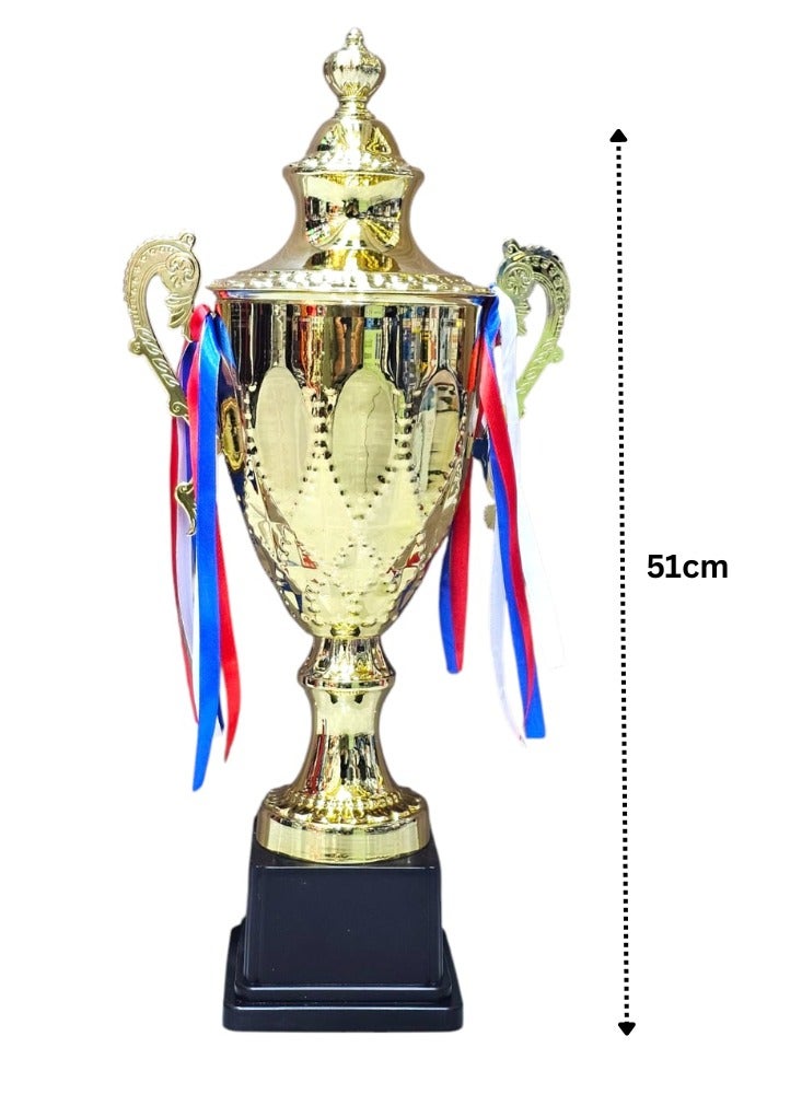 سبال مجموعة من 3 كؤوس ذهبية - 56 سم، 51 سم، 43 سم - كؤوس جوائز معدنية للفعاليات الرياضية، والمسابقات المدرسية، وكرة القدم، والكريكيت، وكرة السلة، والإنجازات الأكاديمية، وجوائز الشركات - Image 3