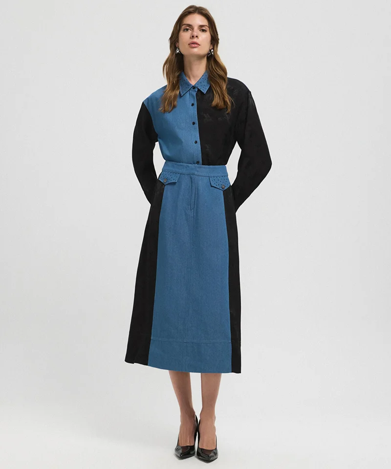 Ipekyol Mixed Color-Block Skirt