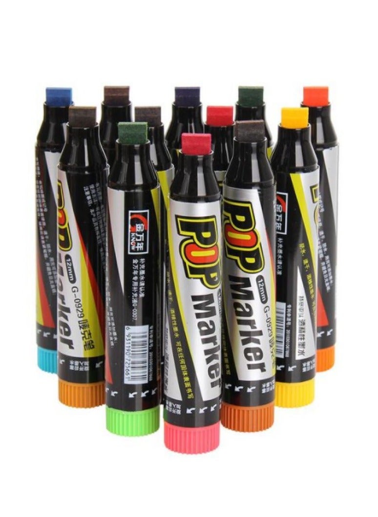 AIWANTO Aiwanto 6Pcs Felt Tip Colored Jumbo Marker Waterproof Permanent Ink Neon Glass Markers (20mm)  - Image 1