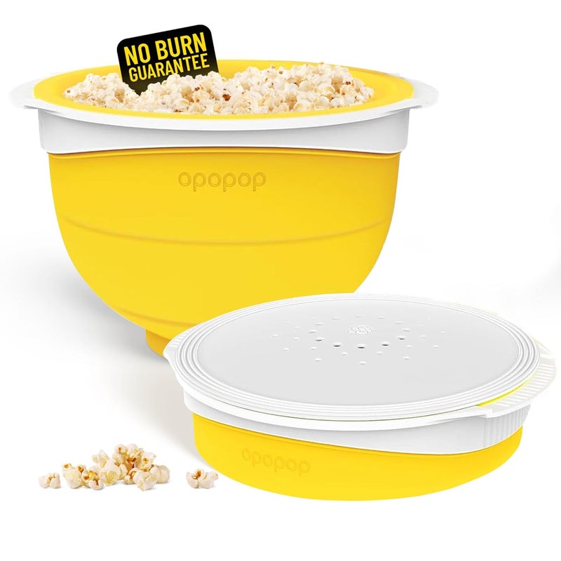 OPOPOP صانعة الفشار السيليكونية - وعاء قابل للطي لصنع الفشار في الميكروويف، خالي من BPA وآمن في غسالة الصحون - Image 1