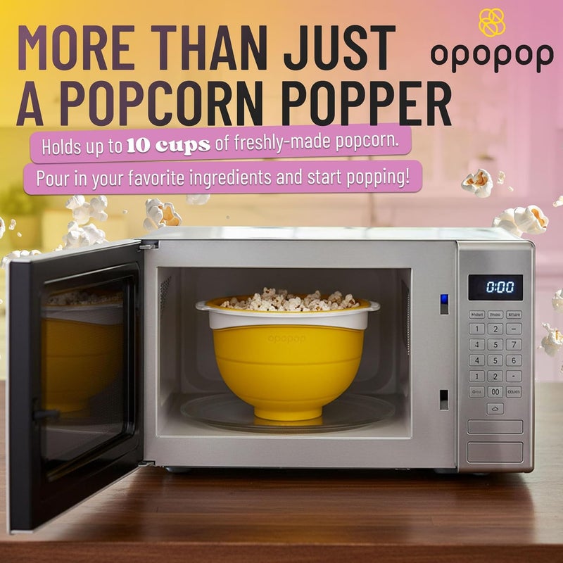 OPOPOP صانعة الفشار السيليكونية - وعاء قابل للطي لصنع الفشار في الميكروويف، خالي من BPA وآمن في غسالة الصحون - Image 3