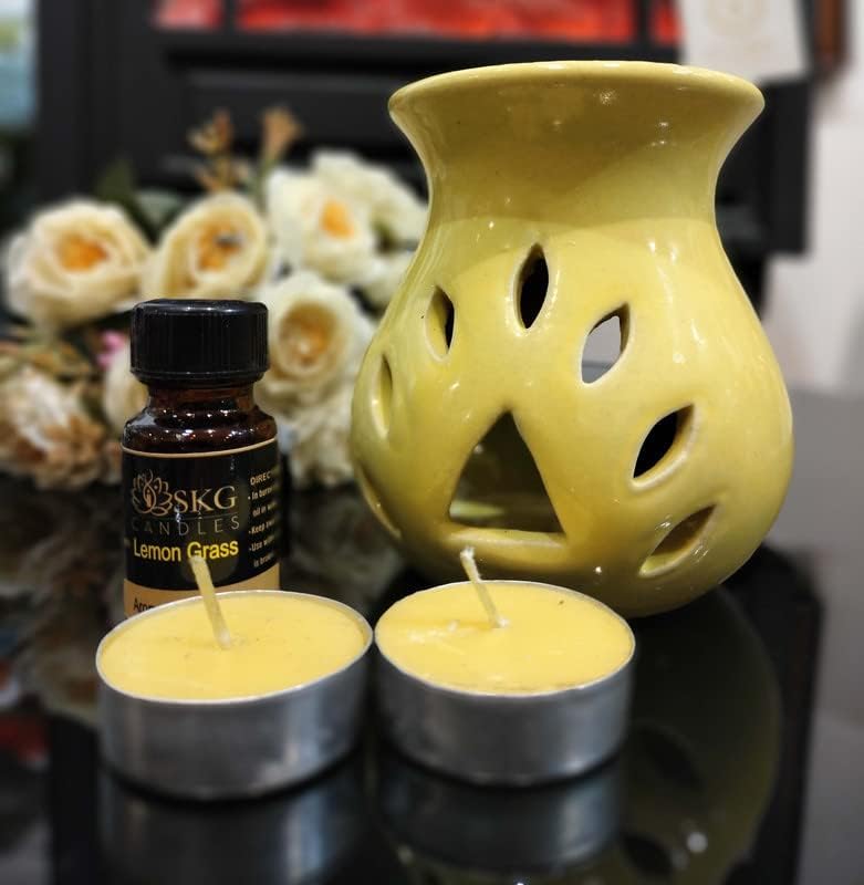 The Decor Affair Lemon Symphony Oasis Striking Yellow Ceramic Aroma Oil Heat Diffuser Offering Revitalizing Lemongrass Fragrance A Remarkable and Timeless Gift for a Harmonious and Energized Home - Image 2