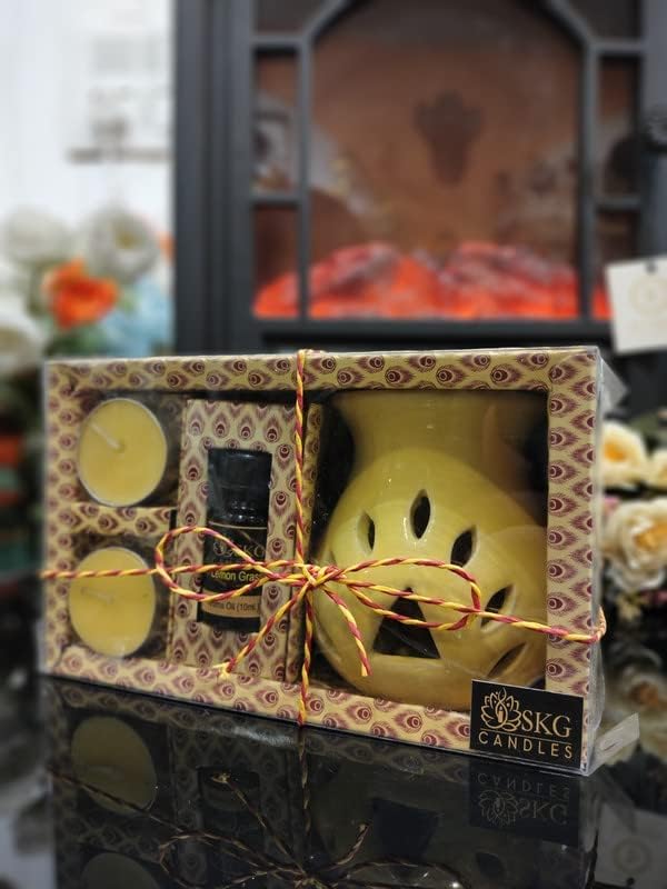 The Decor Affair Lemon Symphony Oasis Striking Yellow Ceramic Aroma Oil Heat Diffuser Offering Revitalizing Lemongrass Fragrance A Remarkable and Timeless Gift for a Harmonious and Energized Home - Image 4